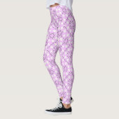 Retro, roze florale patroon leggings (Links)