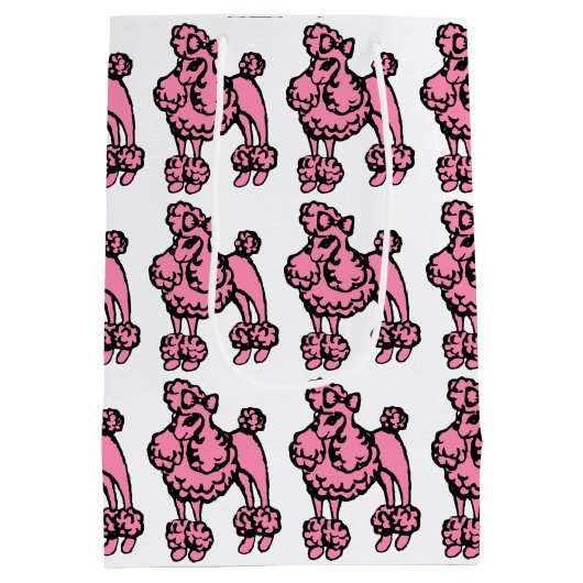 Retro roze Franse poedel geschenktas Medium Cadeauzakje (Achterkant)