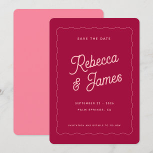 Retro Roze Fuchsia Golf Trouwfoto Frame Save The Date
