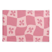 Retro Roze gecontroleerd Floral Patroon Kussensloop (Achterkant)