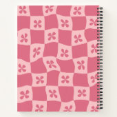 Retro Roze gecontroleerd Floral Patroon Notitieboek (Achterkant)