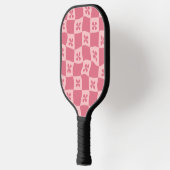 Retro Roze gecontroleerd Floral Patroon Pickleball Paddle (Links)