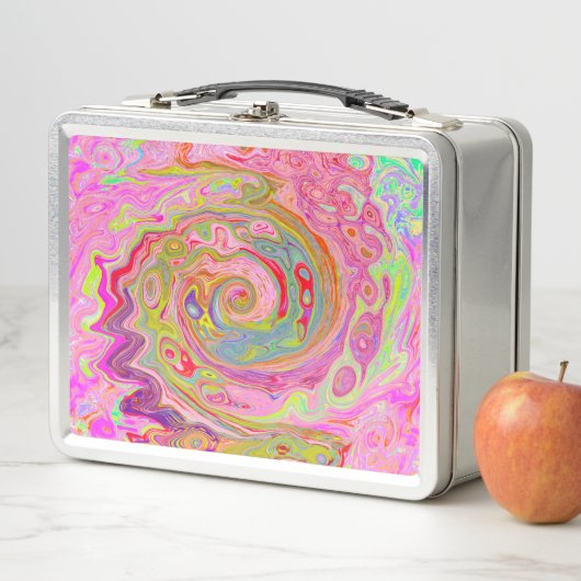 Retro Roze, Geel en Magenta Abstracte Groovy Art (In situ)