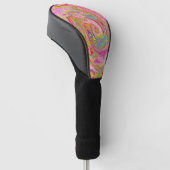 Retro Roze, Geel en Magenta Abstracte Groovy Art Golfheadcover (Schuin)