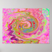 Retro Roze, Geel en Magenta Abstracte Groovy Art Poster (Voorkant)