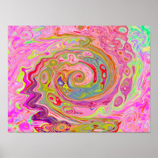 Retro Roze, Geel en Magenta Abstracte Groovy Art Poster (Voorkant)