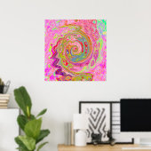 Retro Roze, Geel en Magenta Abstracte Groovy Art Poster (Thuiskantoor)
