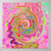 Retro Roze, Geel en Magenta Abstracte Groovy Art Poster (Voorkant)