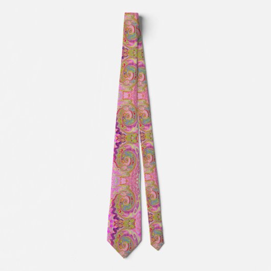 Retro Roze, Geel en Magenta Abstracte Groovy Art Stropdas (Voorkant)