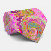 Retro Roze, Geel en Magenta Abstracte Groovy Art Stropdas (Opgerold)