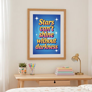 Retro Roze Geel Gradiënt Motiverende Ster Citaat Poster
