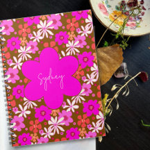 Retro Roze Geïllustreerd Bloemmotief