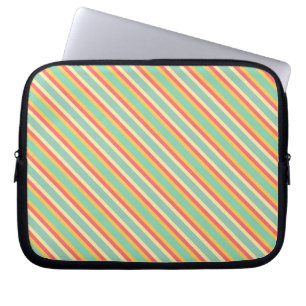 Retro Roze Gele Blauwe Stripes Laptop Sleeve