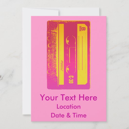 Retro Roze & Gele Cassettebandje Kaart (Voorkant)
