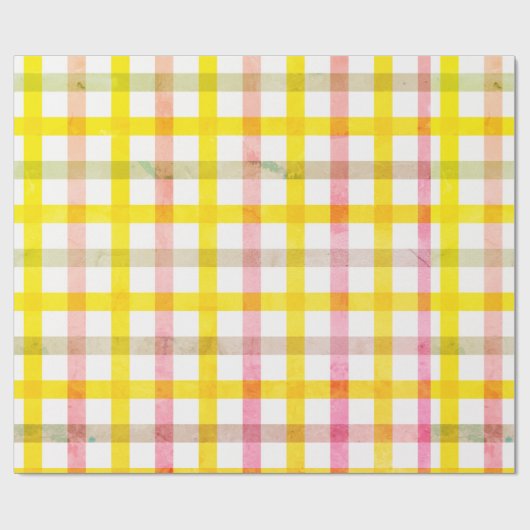 Retro Roze Gele Check Pattern Paasmeisje Cadeaupapier (Vlak)