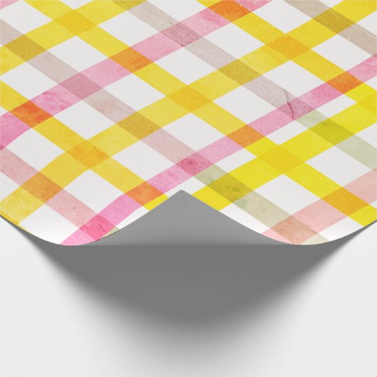 Retro Roze Gele Check Pattern Paasmeisje Cadeaupapier (Hoek)