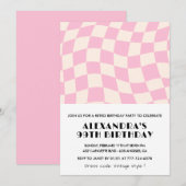 Retro Roze Geruit 99ste verjaardag Kaart (Voorkant / Achterkant)