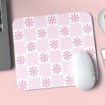 Retro roze geruite gebloemde patroon