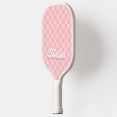 Retro roze geruite monogram pickleball paddle (Links)