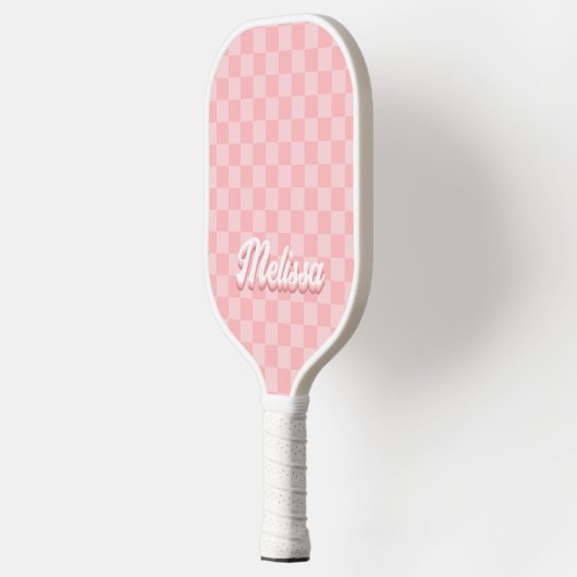 Retro roze geruite monogram pickleball paddle (Links)