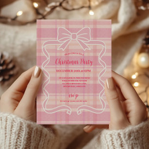 Retro Roze Geruite Whizzy Feestdagen Kaart