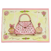 Retro Roze Gift Bag Groot Cadeauzakje (Voorkant)