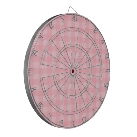 Retro Roze Gingham Gingham Gecontkered Patroonacht Dartbord (Voorkant Links)