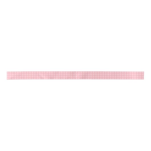 Retro Roze Gingham Gingham Gecontkered Patroonacht Lint (Voorkant)