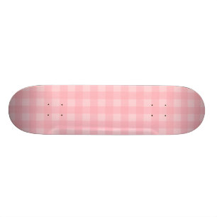 Retro Roze Gingham Gingham Gecontkered Patroonacht Skateboard