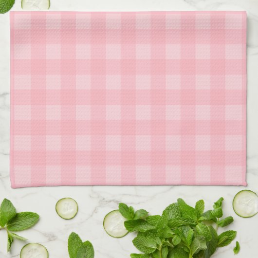 Retro Roze Gingham Gingham Gecontkered Patroonacht Theedoek (Gevouwen)