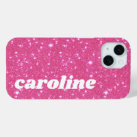 Retro Roze Glitter Glans Gepersonaliseerde Naam