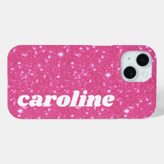 Retro Roze Glitter Glans Gepersonaliseerde Naam