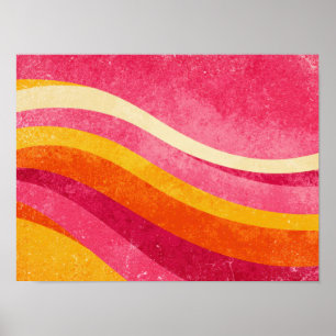 Retro Roze Golven – Vintage Golvend Achtergrond Poster