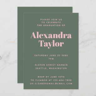 Retro Roze Green Cute Aesthetic Graduparty Kaart