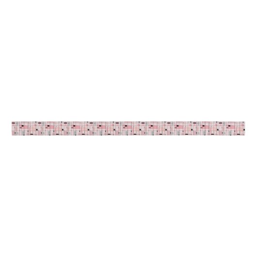Retro Roze Grid en Starbursts Grosgrain Lint (Voorkant)