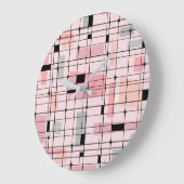 Retro Roze Grid en Starbursts Ronde Wandklok Grote Klok (Hoek)
