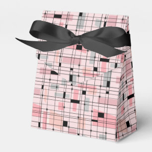 Retro Roze Grid en Starbursts Tent Favor Box Bedankdoosjes
