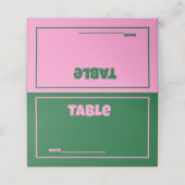Retro Roze Groen Helder Bruiloft Plaats Kaart (Buitenkant ongevouwen)