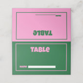 Retro Roze Groen Helder Bruiloft Plaats Kaart (Buitenkant ongevouwen)