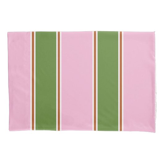 Retro roze groene streep patroon kussensloop (Voorkant)
