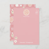 Retro Roze Groovy Geruit Hippie Patroon Bedankkaart (Voorkant / Achterkant)