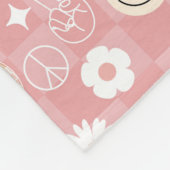 Retro Roze Groovy Geruit Hippie Patroon Fleece Deken (Hoek)