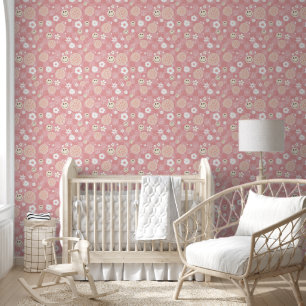 Retro Roze Groovy Geruit Hippie Patroon Meisje Behang