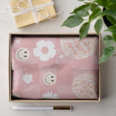 Retro Roze Groovy Geruit Hippie Patroon Tissuepapier (Geschenk)