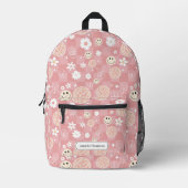 Retro Roze Groovy Geruite Hippie School Bedrukte Rugzak (Voorkant)