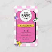 Retro Roze Groovy Logo Social Media QR Code Visitekaartje (Achterkant)