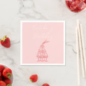 Retro Roze Hand getrokken Champagne Tower Verjaard Servet (Insitu)
