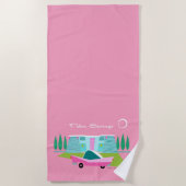 Retro Roze handdoek met handpalmen (Voorkant)