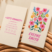 Retro Roze Handgeschreven Getekend Bloemen Meisje 