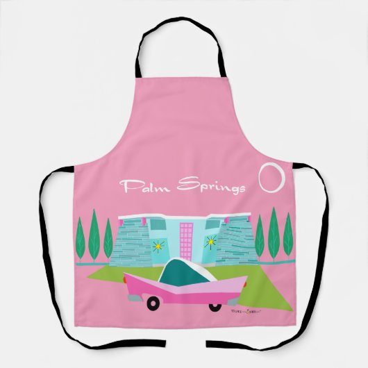 Retro roze handpalm Springs All-Over Print Apron Schort (Voorkant)